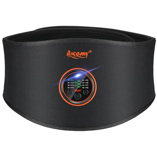 ems 腹筋ベルト【ジェルシート不要 実用新案登録】 筋トレ器具 EMSトレーニング 洗える USB充電式 延長ベルト付き 男女兼用 Aicomy 純正品 ブラック [並行輸入品]